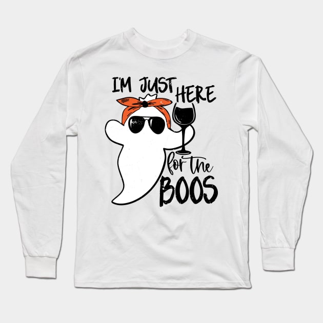 I'm Just Here For The Boos Halloween Ghost Cute Funny Long Sleeve T-Shirt by KRMOSH